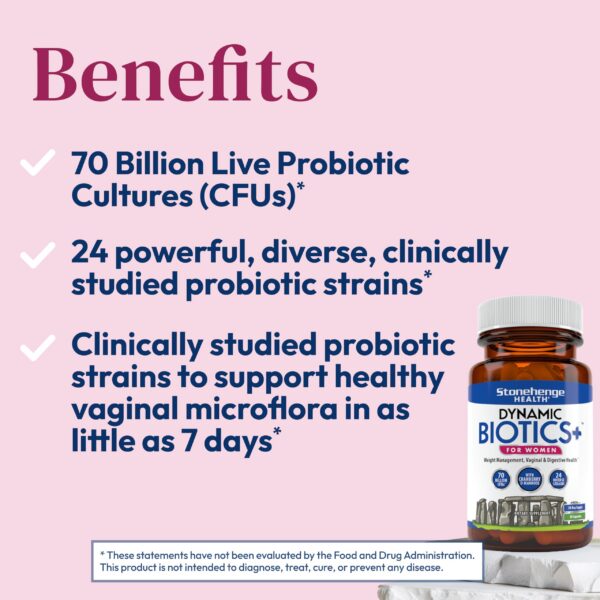 Cápsulas de Dynamic Biotics+ para salud femenina Stonehenge Health