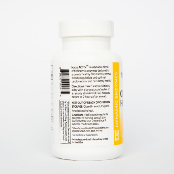 Frasco Natto Activ con información del producto
