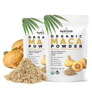Earth Circle Organics polvo maca amarilla etiqueta