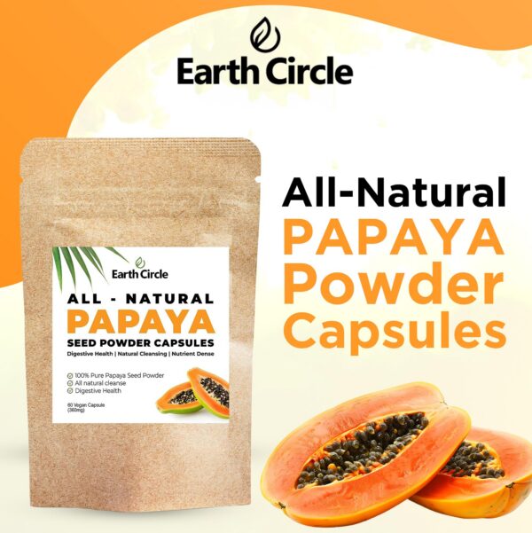 Cápsulas de papaya Earth Circle Organics abiertas