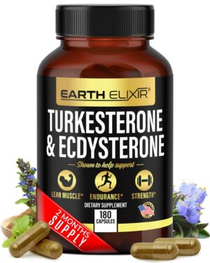Botella de suplemento Earth Elixir Turkesterona y Ecdisterona 180 cápsulas