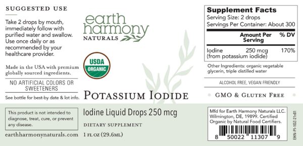 Version 1.0.0 Etiqueta del suplemento de yodo liquido