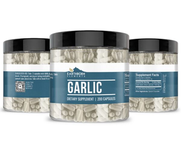 Earthborn Elements ajo cápsulas suplemento vista lateral