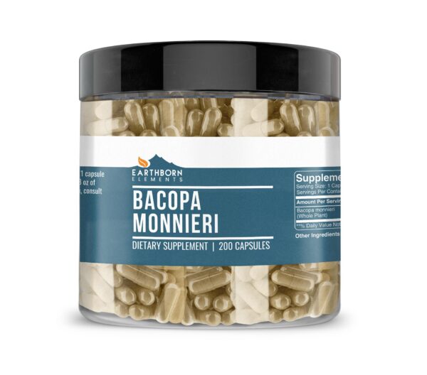 Frasco Earthborn Elements Bacopa Monnieri 200 cápsulas