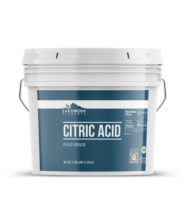 Frasco de cloruro de calcio y ácido cítrico con etiqueta