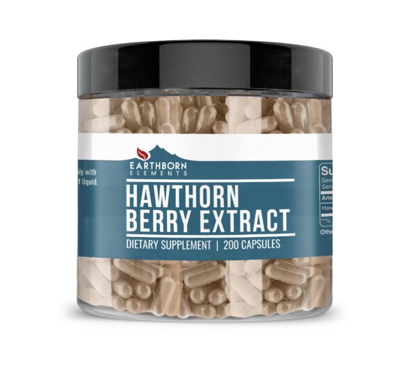 Botella Earthborn Elements extracto de baya de espino 200 cápsulas