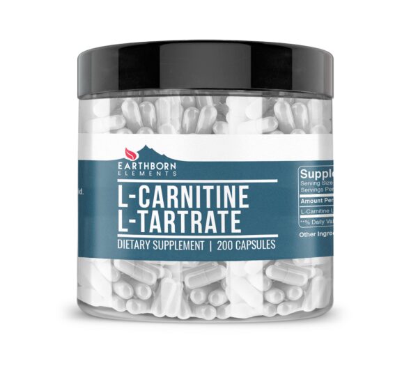 Frasco de Earthborn Elements L-Carnitine Tartrate 200 cápsulas