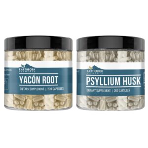 Version 1.0.0 Paquete Earthborn Elements cáscara de psyllium y raíz de yacón 200 cápsulas