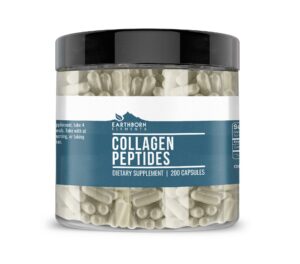 Botella de Earthborn Elements con 200 cápsulas de péptidos de colágeno