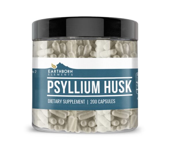 Frasco Earthborn Elements Psyllium Husk 200 cápsulas puras