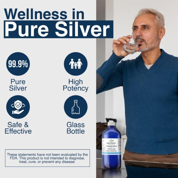 Version 1.0.0 Botella de vidrio oscuro de Earthborn Plata Coloidal