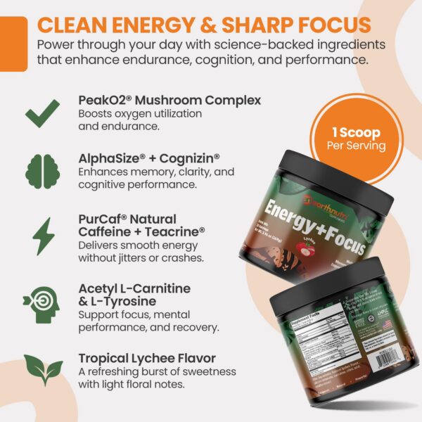Version 1.0.0 EarthNutri Energy + Focus suplemento polvo 20 porciones