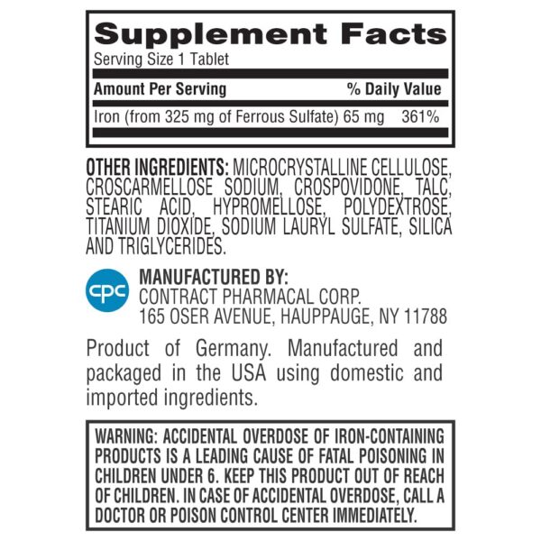 Tabletas sulfato ferroso 325 mg - Earth’s Splendor