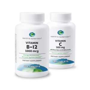 Earth's Splendor paquete de vitaminas b12 y c con rosa mosqueta