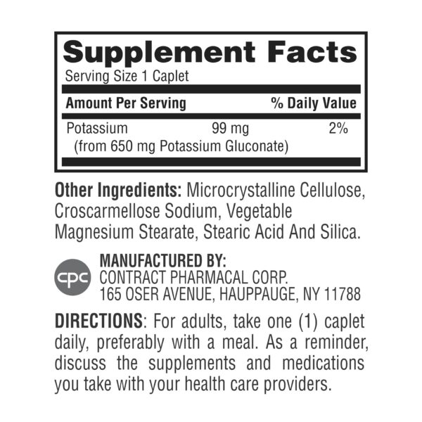 Frasco de Earth’s Splendor Potasio gluconato 200 tabletas