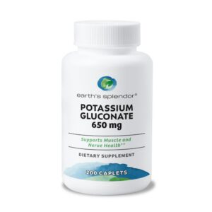 Frente de Earth’s Splendor Potasio gluconato 200 tabletas