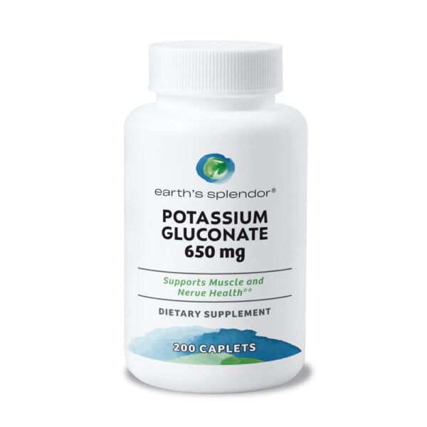 Frente de Earth’s Splendor Potasio gluconato 200 tabletas