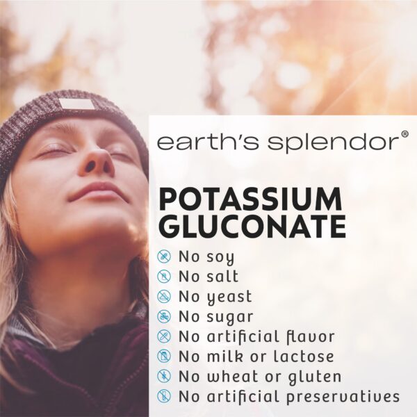 Envase Earth’s Splendor Potasio gluconato 200 tabletas