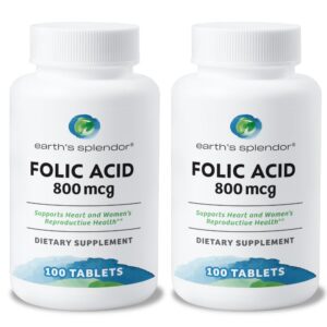 Earth's Splendor suplemento ácido fólico 800 mcg paquete doble