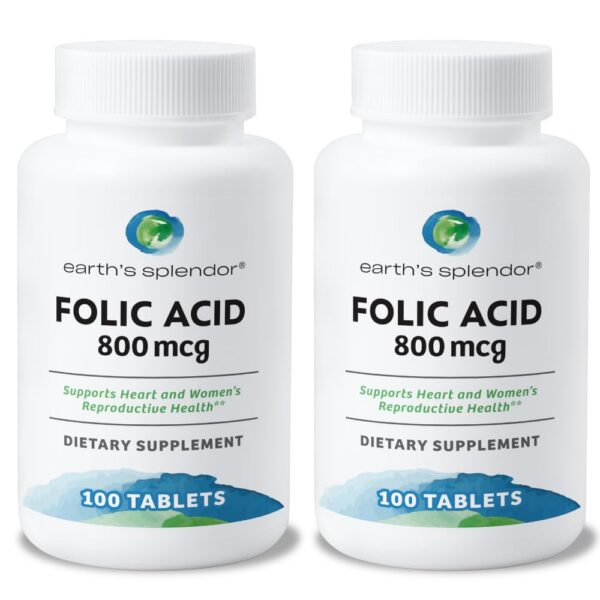 Version 1.0.0 Earth's Splendor suplemento ácido fólico 800 mcg paquete doble