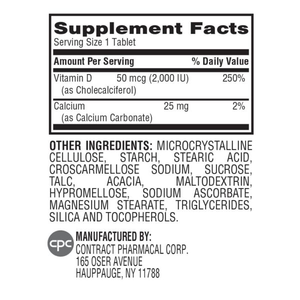 Etiqueta del producto Earth’s Splendor Vitamina D