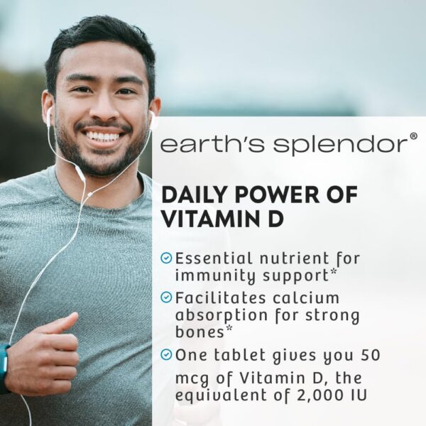 Frasco de vitamina D Earth’s Splendor con tabletas