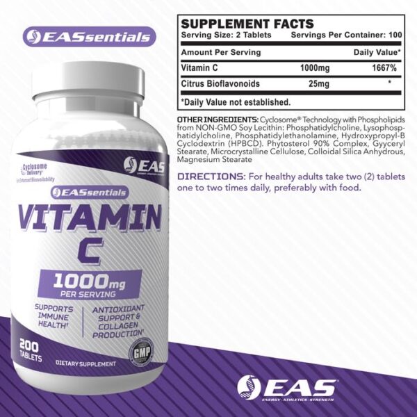 EAS Vitamina C 1000mg tabletas mostrando textura y color