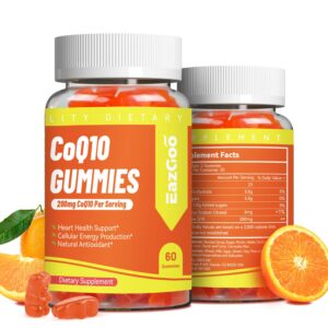 Frasco de gomitas CoQ10 EAZGOO con etiqueta frontal
