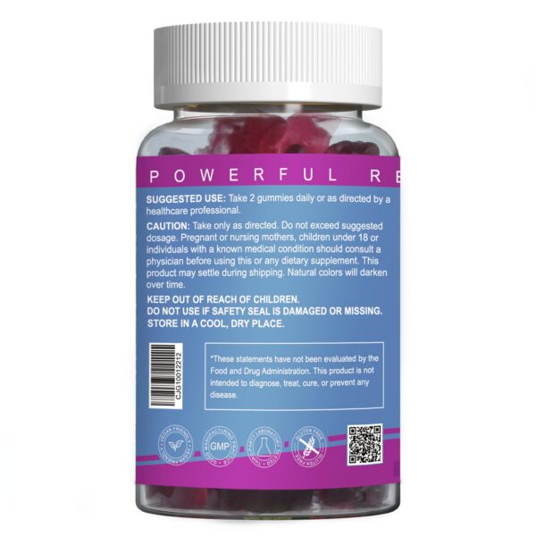 Gomitas de magnesio glicinato cerca de frasco