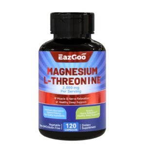 Frasco de EAZGOO Magnesio L-Treonina 2000 mg 120 cápsulas