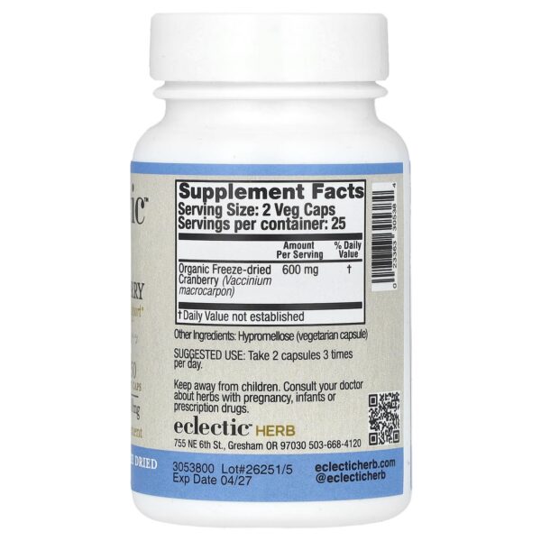 Version 1.0.0 Eclectic Institute suplemento cápsulas arándano contenido