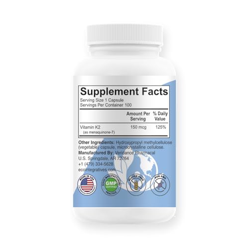 Frasco EcoIntegratives MK-7 100 cápsulas para salud ósea