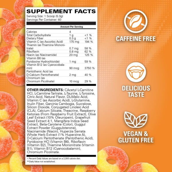 Etiqueta OxyShred sin estimulantes durazno