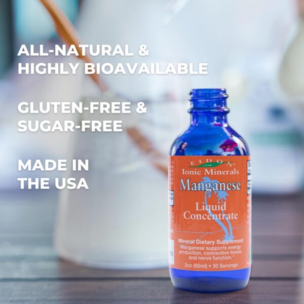 Version 1.0.0 Gotas líquidas de manganeso en etiqueta