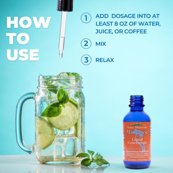 Etiqueta de manganeso echando gotas