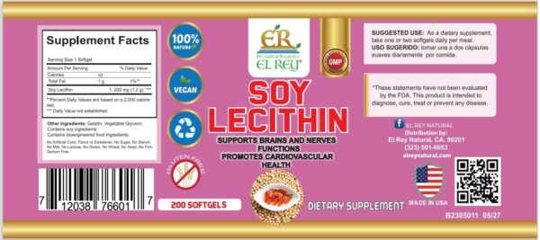 Etiqueta del envase Lecitina de Soya El Rey