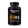 Elemental Nutrition frasco y etiqueta de K2+D3