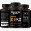 Etiqueta y cápsulas Elemental Nutrition K2+D3