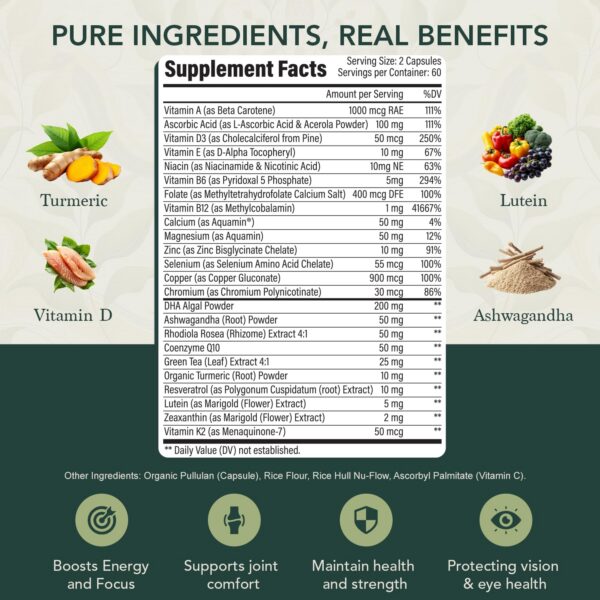 Cápsulas de multivitamina dentro del frasco