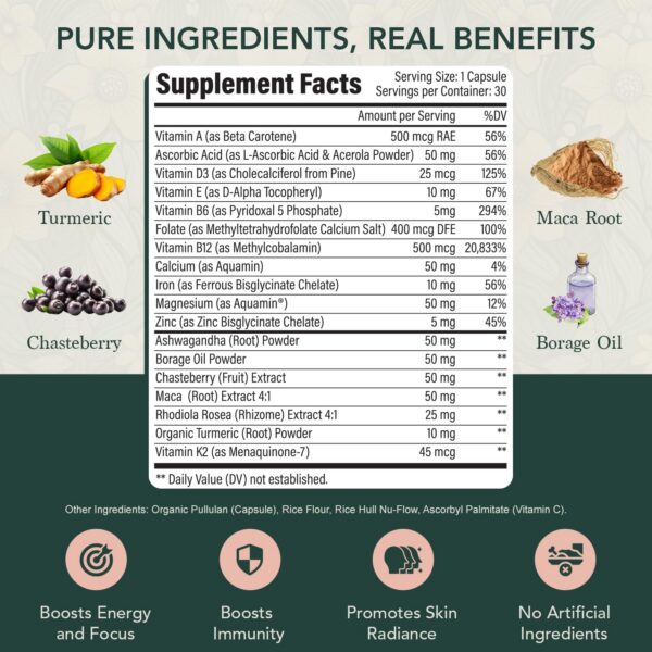 Etiqueta frontal con ingredientes y certificaciones