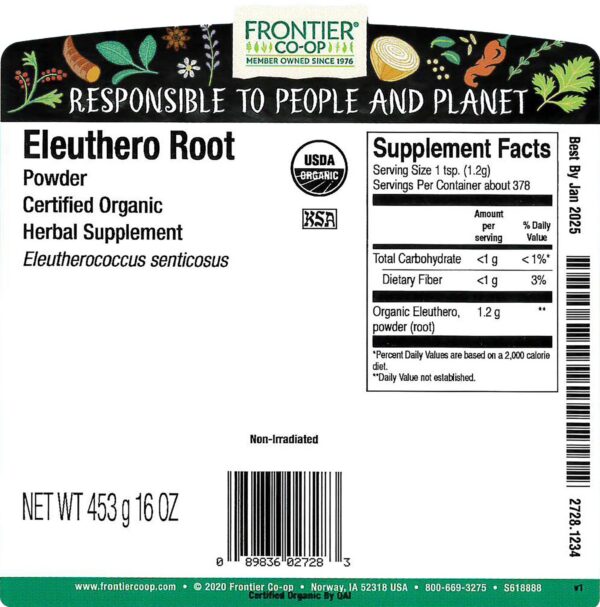 Version 1.0.0 Eleuthero raíz polvo bolsa a granel 16 onzas Frontier Co-op