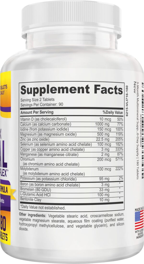 Etiqueta y caja del suplemento multimineral