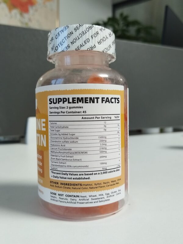 Etiqueta lateral mostrando ingredientes