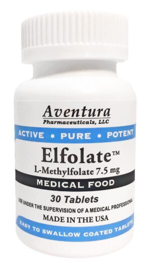 Elfolate 7.5 mg L-metilfolato frasco y etiqueta