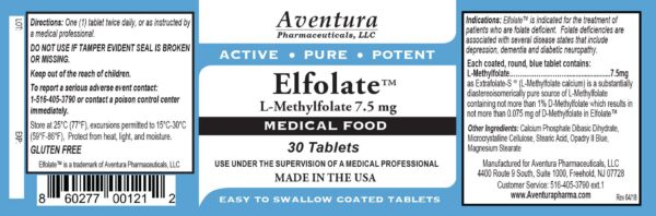 Etiqueta de ELFOLATE con información de L-metilfolato