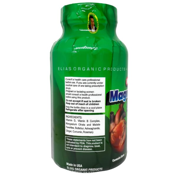 Etiqueta frontal Elias Organic Magnesium Citrate