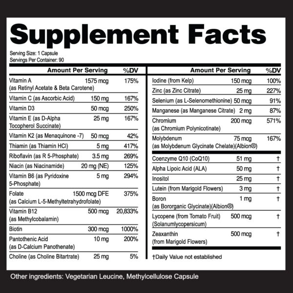 Etiqueta frontal Eliixr multivitamínico metilado