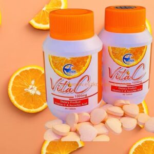 Version 1.0.0 Frontal del producto Elizkof Vitamin C & Ascorbic Acid1000mg masticable