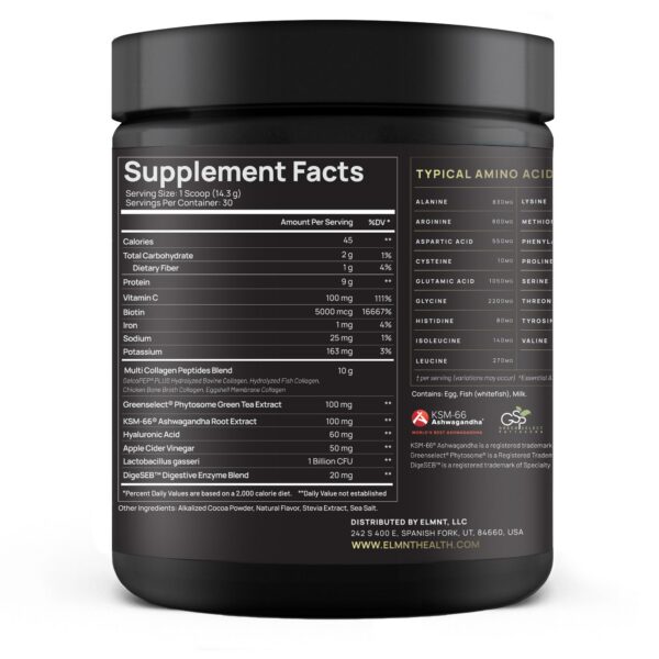 Etiqueta detallada de ELMNT Collagen Burn