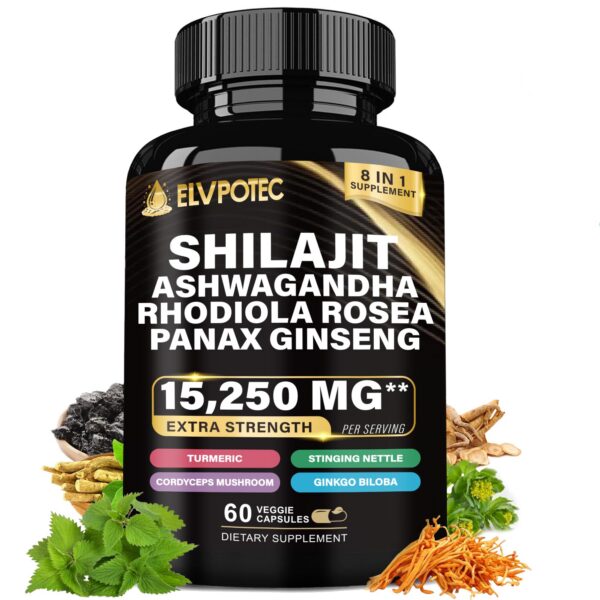 Cápsulas energizantes Elvpotec Shilajit puro Himalaya